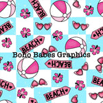 Boho Babes Graphics - Beach blue check