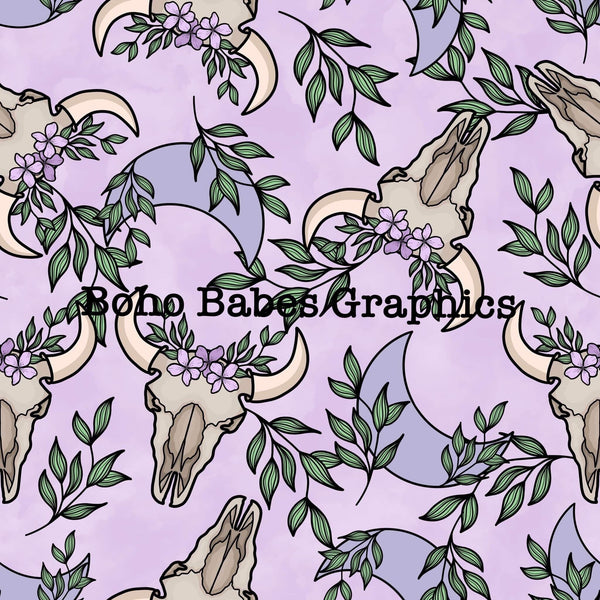 Boho Babes Graphics - Purple white boho cow