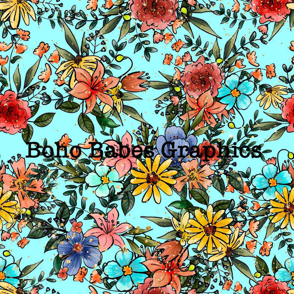 Boho Babes Graphics - Aqua floral
