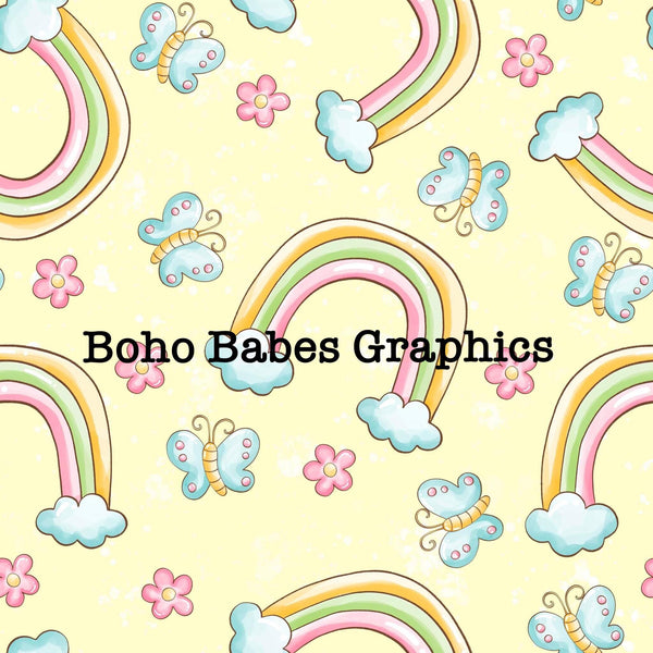 Boho Babes Graphics - Rainbow butterfly yellow