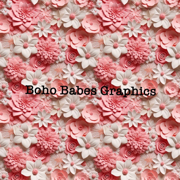 Boho Babes Graphics - Pink white 3d