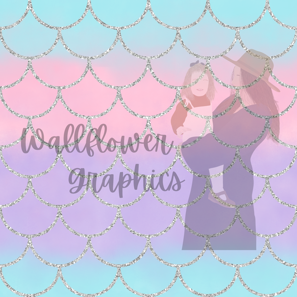 Wallflower Graphics (seamless) - Ombre Glitter Mermaid Scales