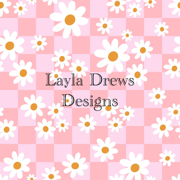 Layla Drew's Designs -Pink Flower Checkers