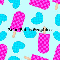 Boho Babes Graphics - Checkered popsicle blue