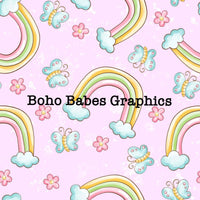 Boho Babes Graphics - Butterfly rainbow pink