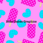 Boho Babes Graphics - Checkered popsicle pink