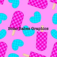 Boho Babes Graphics - Checkered popsicle pink