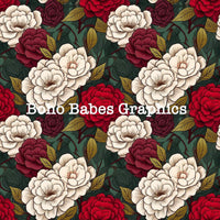 Boho Babes Graphics - Green red burgundy floral