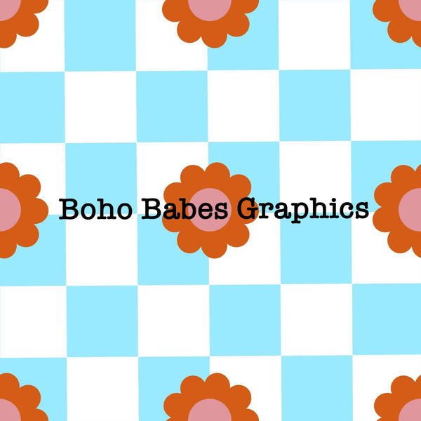 Boho Babes Graphics - Dollar check floral blue