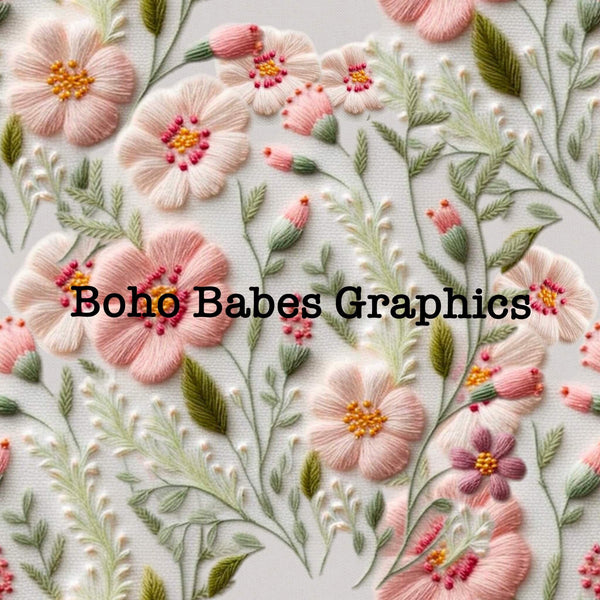 Boho Babes Graphics - Embroidery light pink floral