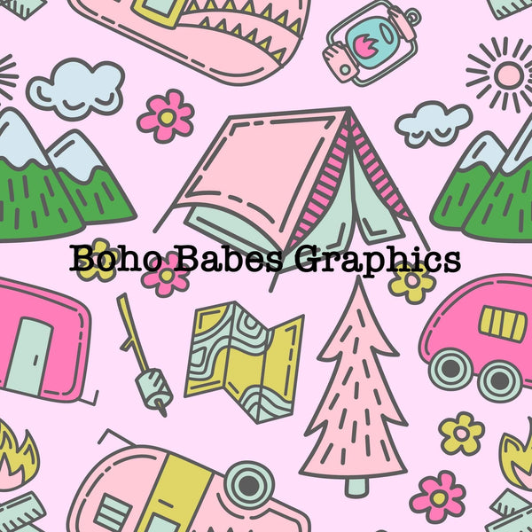 Boho Babes Graphics - Camping doodle