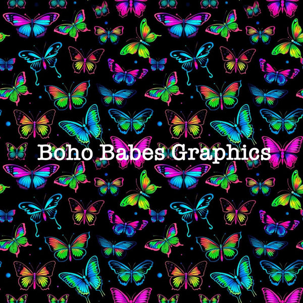 Boho Babes Graphics - Neon butterfly