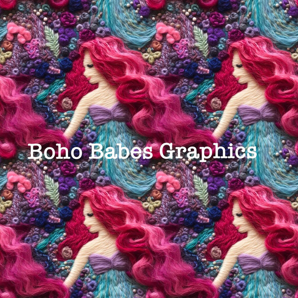 Boho Babes Graphics - Mermaid embroidered