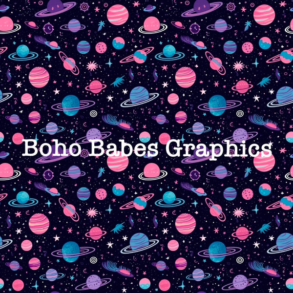 Boho Babes Graphics - Pink purple space