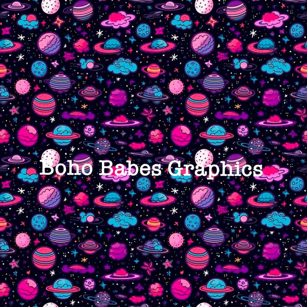 Boho Babes Graphics - Neon pink space