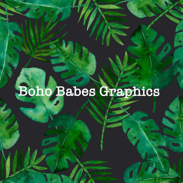 Boho Babes Graphics - Leaves gray