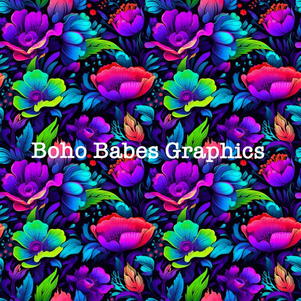 Boho Babes Graphics - Neon floral 2