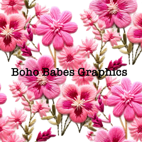 Boho Babes Graphics - Hot pink embroidery