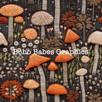 Boho Babes Graphics - Mushroom embroidered gray