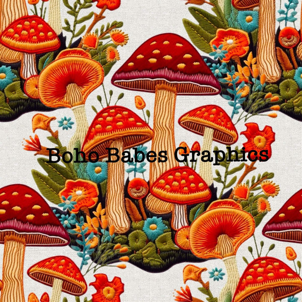 Boho Babes Graphics - Mushroom neutral embroidery