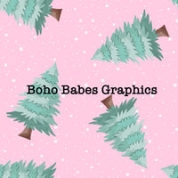 Boho Babes Graphics - Winter trees pink