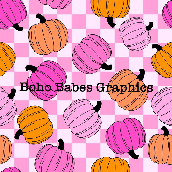 Boho Babes Graphics - Pumpkin Pink Check