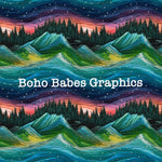 Boho Babes Graphics - Northern light mountain embroidered