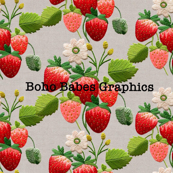 Boho Babes Graphics - Strawberry embroidery