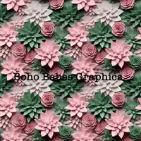 Boho Babes Graphics - Pink green 3d floral