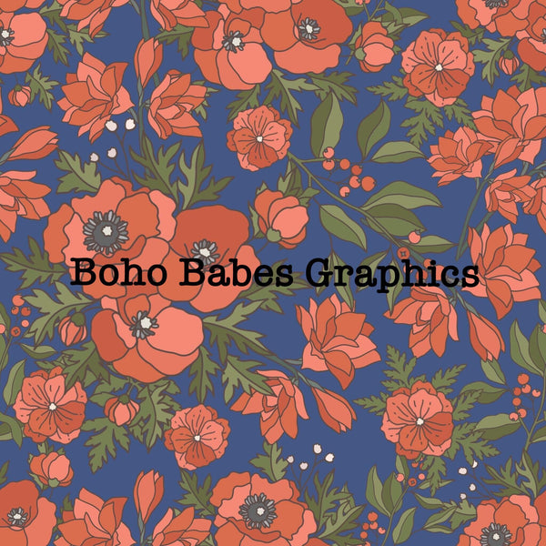 Boho Babes Graphics - Red Blue Floral