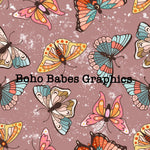 Boho Babes Graphics - Retro butterflies mauve