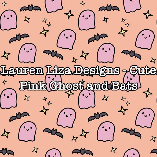 Lauren Liza Designs - Cute Pink Ghost and Bats