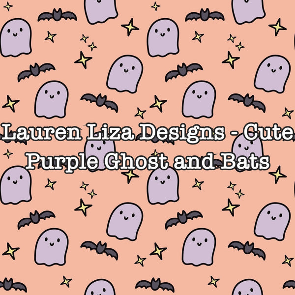 Lauren Liza Designs - Cute Purple Ghost and Bats