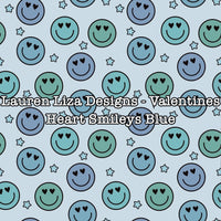 Lauren Liza Designs - Valentines Heart Smileys Blue