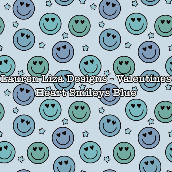 Lauren Liza Designs - Valentines Heart Smileys Blue