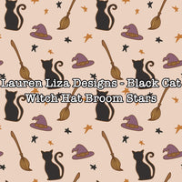 Lauren Liza Designs - Black Cat Witch Hat Broom Stars