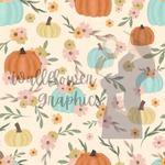 Wallflower Graphics (seamless) - Watercolor Floral Pumpkins