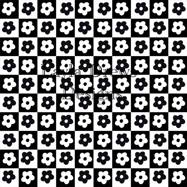 Layla Drew's Designs -Black White Floral Checks