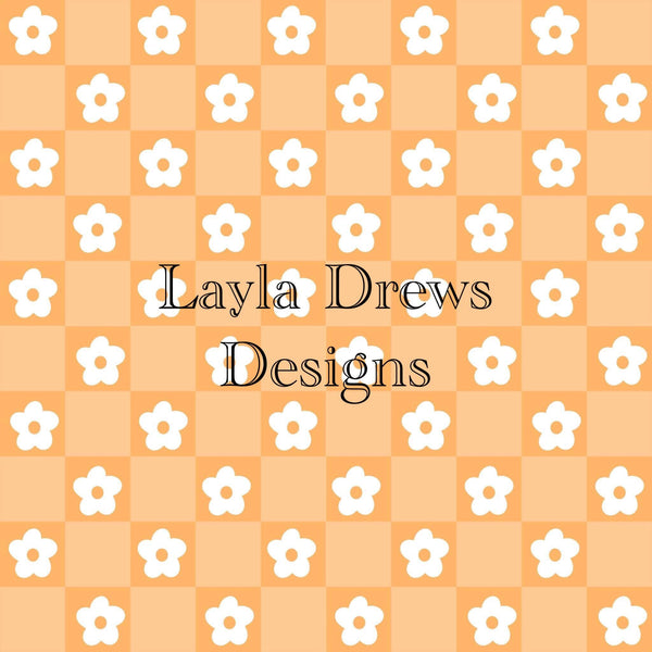 Layla Drew's Designs - Orange Floral Checkers