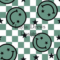 Layla Drew's Designs - Green Smiley Star Checkers