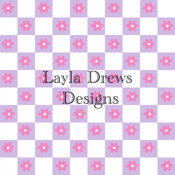 Layla Drew's Designs - Pink Purple Floral Checkers