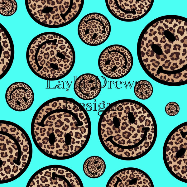 Layla Drew's Designs - Blue Leopard Smiley