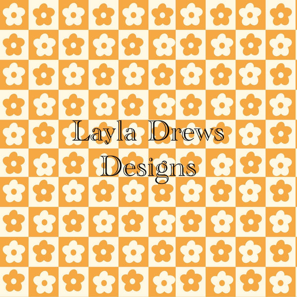 Layla Drew's Designs - Mustard Floral Checkers