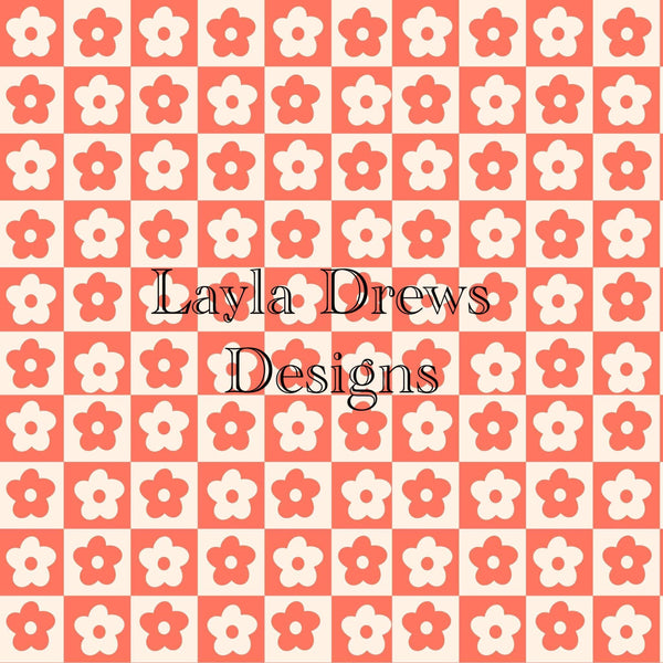 Layla Drew's Designs - Muted Red Floral Checkers