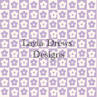 Layla Drew's Designs - Muted Purple Checkered Flowers