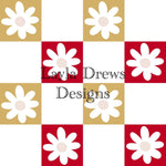 Layla Drew's Designs - Gold Red Floral Checkers