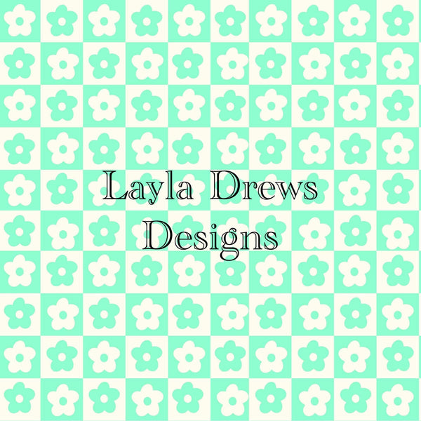 Layla Drew's Designs - Mint Floral Checkers