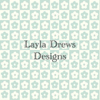 Layla Drew's Designs - Muted Blue Checker Floral