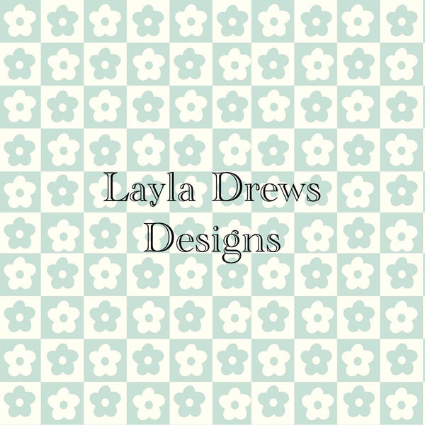 Layla Drew's Designs - Muted Blue Checker Floral