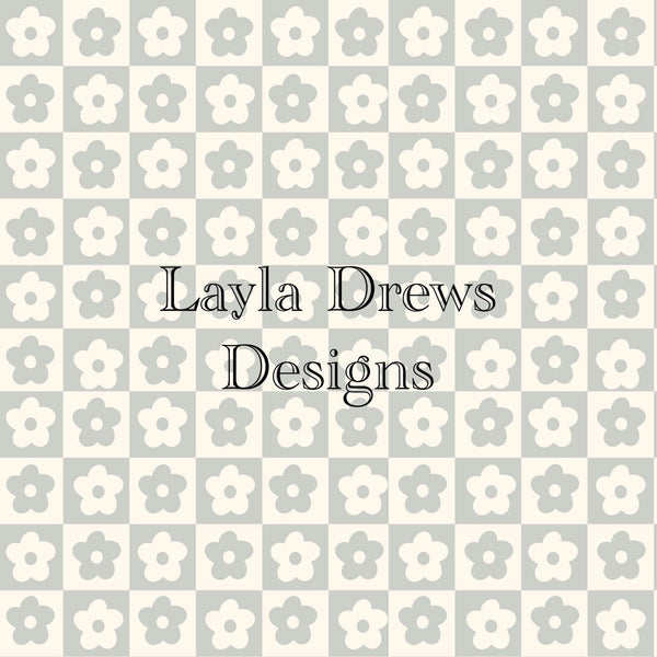 Layla Drew's Designs - Grey Floral Checkers
